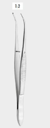 Пінцет делікатний, злегка вигнутий, 1x2 зубці, 10 см (cm) . Бренд: Zepf (Зепф).